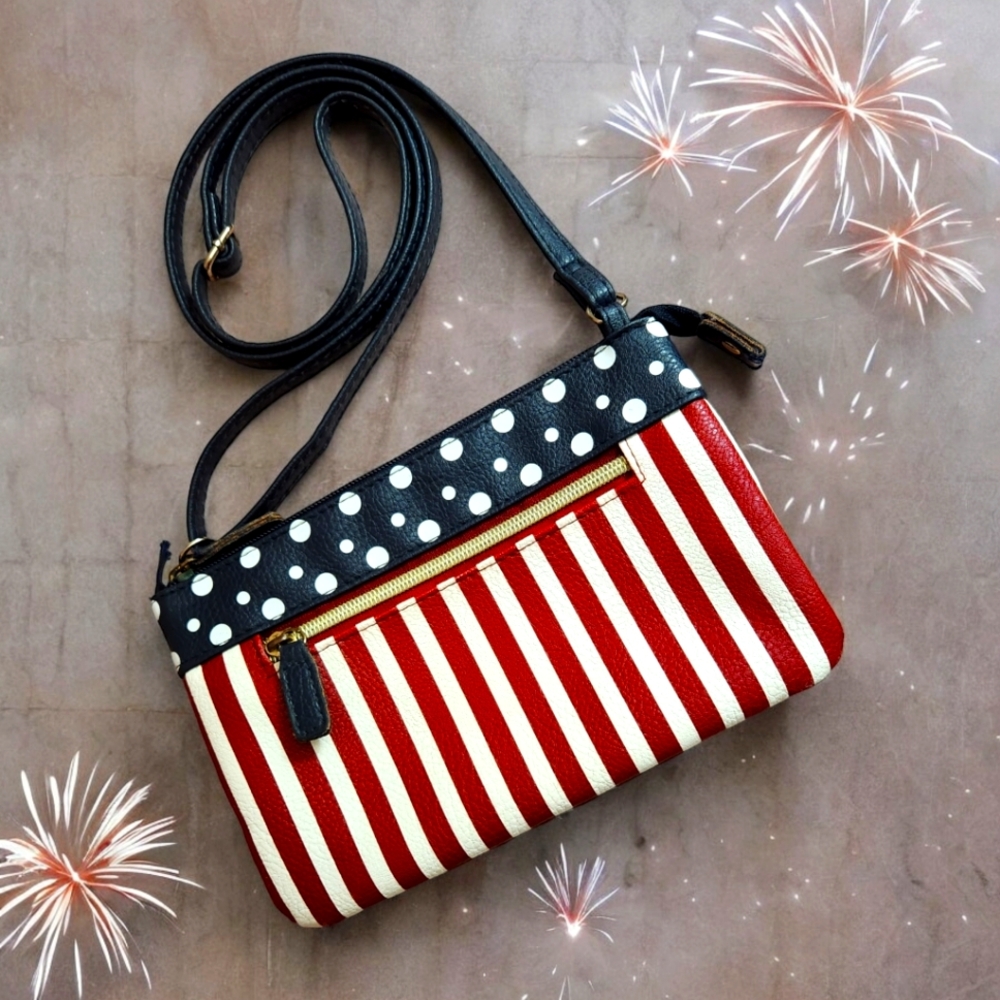 Flag Fourth of July Red White & Blue Small Crossbody Handbag Purse Clutch
